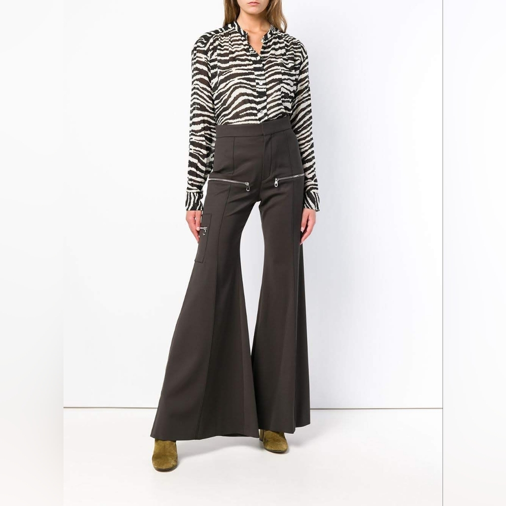 NWT sz 40 Chloe dark brown flared pants with zippers